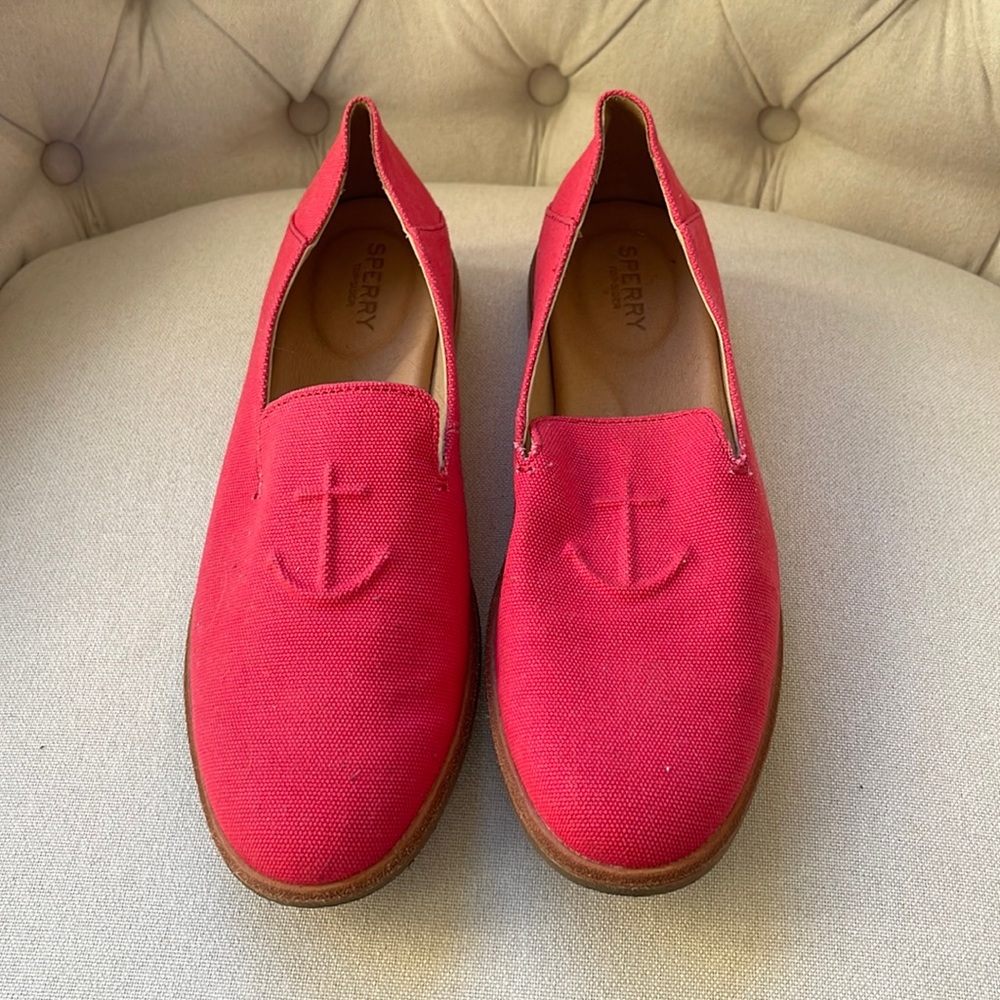 Nautical Sperry Red Canvas Loafer Flats - image 1